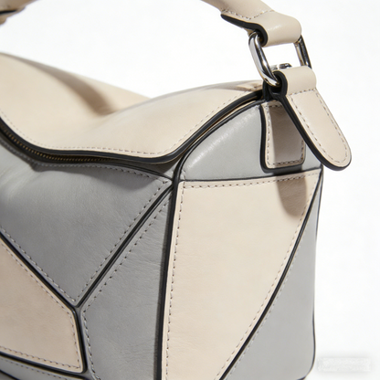 GeoPuzzle Puzzle: The Two-Tone Leather Top-Handle Handbag