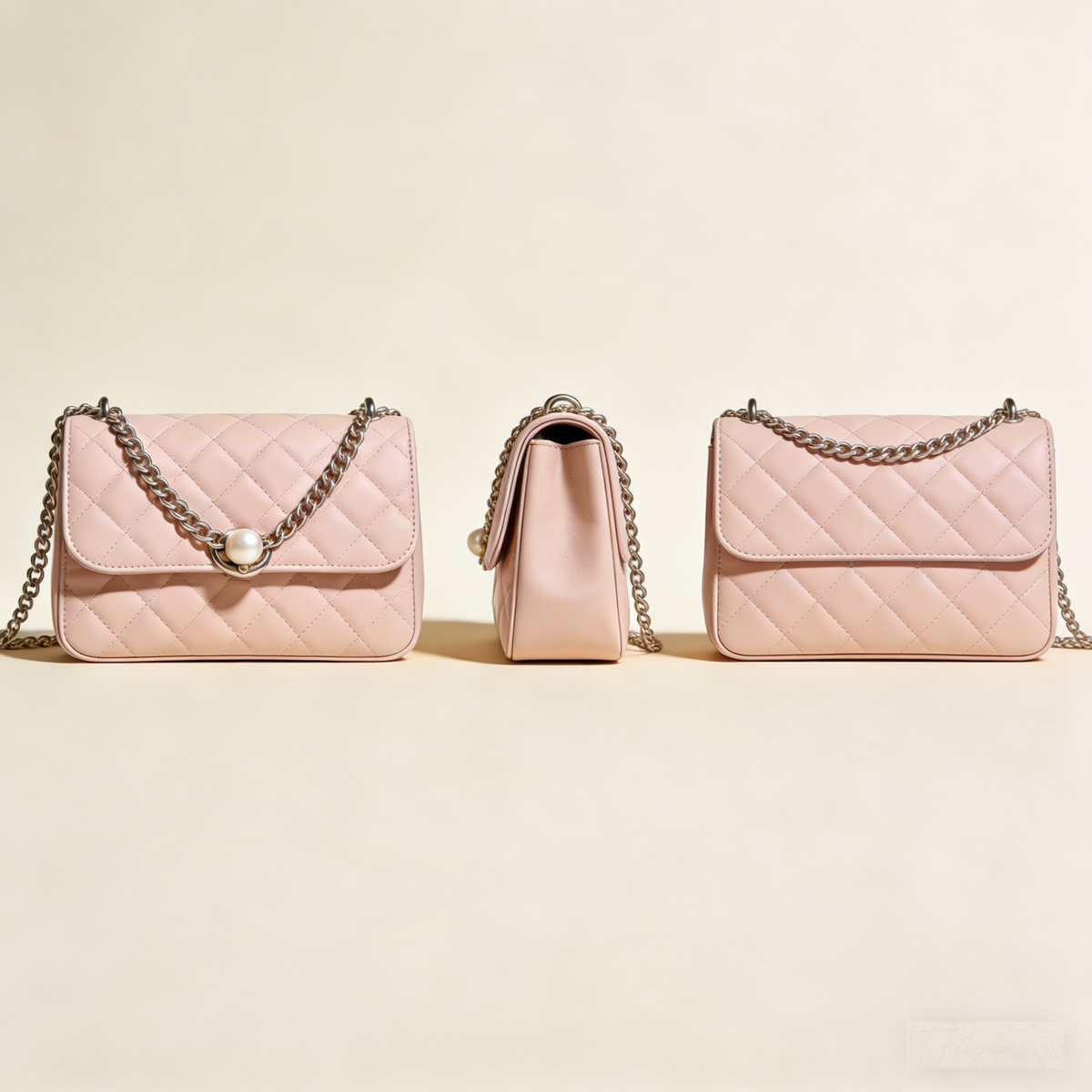 PerleQuilt Classic: The Blush Quilted Leather Chain Shoulder Bag