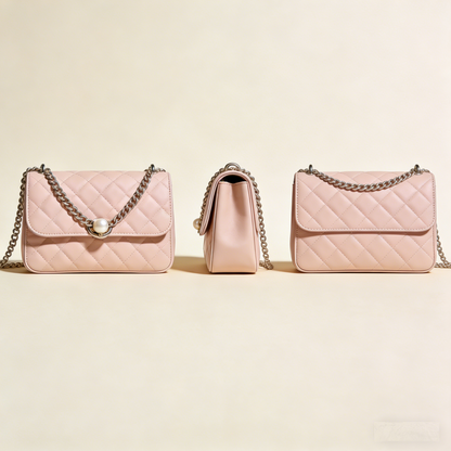 PerleQuilt Classic: The Blush Quilted Leather Chain Shoulder Bag