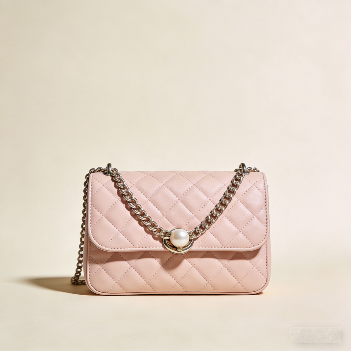 PerleQuilt Classic: The Blush Quilted Leather Chain Shoulder Bag