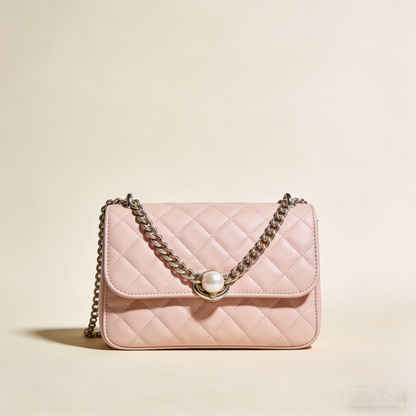 PerleQuilt Classic: The Blush Quilted Leather Chain Shoulder Bag