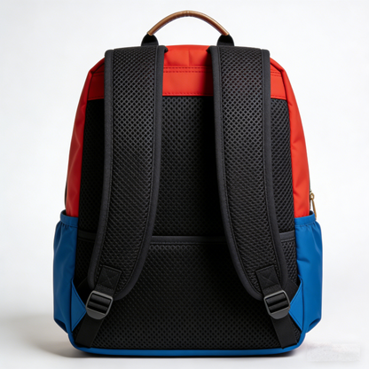 ChromaPace Commuter: The Red-Blue Color-Block Nylon Backpack