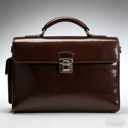 PrestigeGloss Brief: The Polished Mahogany Leather Lawyer Briefcase