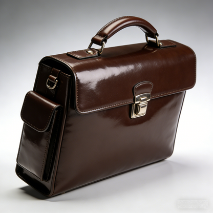 PrestigeGloss Brief: The Polished Mahogany Leather Lawyer Briefcase