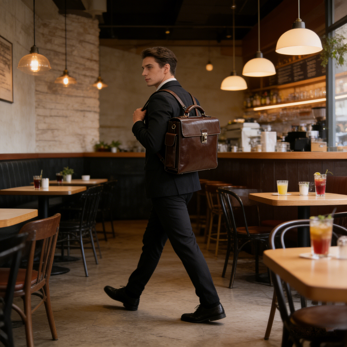 PrestigeGloss Brief: The Polished Mahogany Leather Lawyer Briefcase