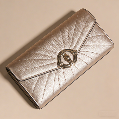 SoleilRay Clutch: The Champagne Metallic Sunburst Evening Clutch