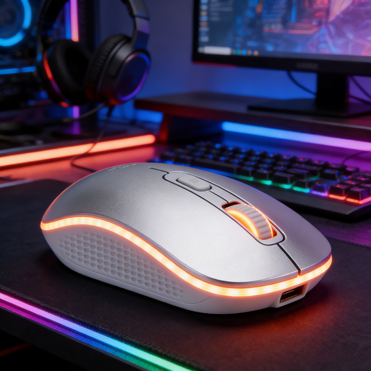 GlowSync Rechargeable Wireless Mouse: The Warm LED Ergonomic Mouse