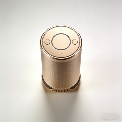 AuraCove Portable Bluetooth Speaker: The Gold Fabric Cylinder Sound Companion