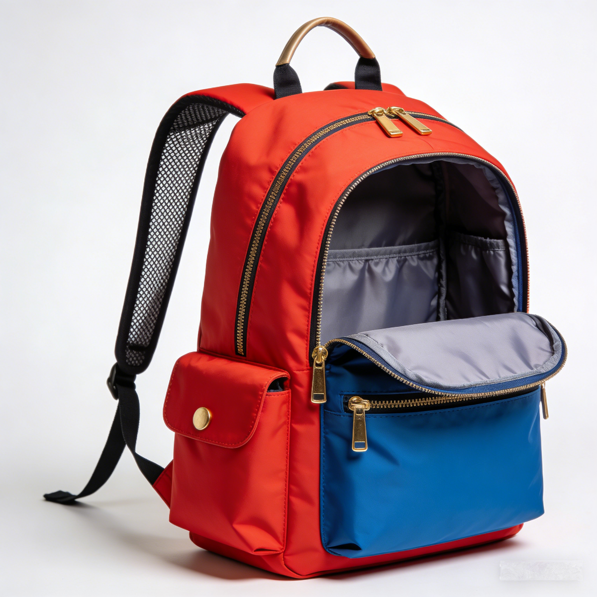 ChromaPace Commuter: The Red-Blue Color-Block Nylon Backpack