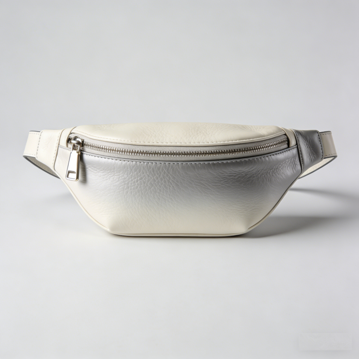 GradientHue Sling: The Ivory-Gray Ombré Leather Belt Bag