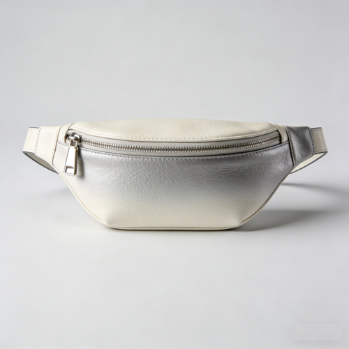 GradientHue Sling: The Ivory-Gray Ombré Leather Belt Bag