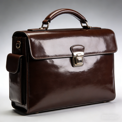 PrestigeGloss Brief: The Polished Mahogany Leather Lawyer Briefcase