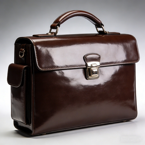 PrestigeGloss Brief: The Polished Mahogany Leather Lawyer Briefcase