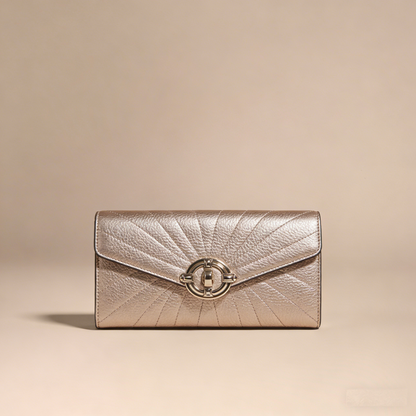 SoleilRay Clutch: The Champagne Metallic Sunburst Evening Clutch
