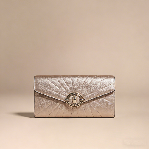SoleilRay Clutch: The Champagne Metallic Sunburst Evening Clutch